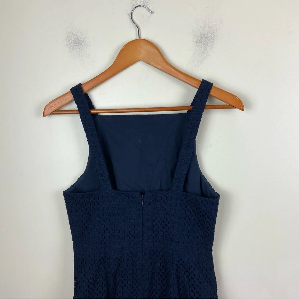 J Crew‎ Navy Blue Cotton High Next Eyelet Sheath Dress Size 0 Party Wedding - Picture 5 of 10